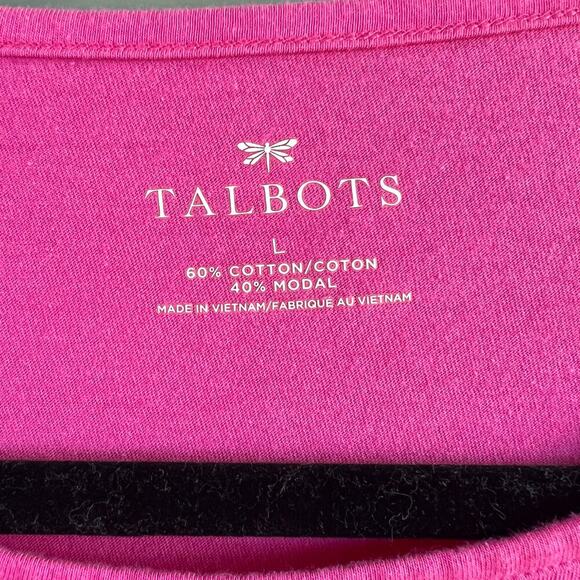 Lot /Bundle of 2 Talbots  Short Sleeve tops Blue & Pink w/ Buttons Size Large - Picture 4 of 7